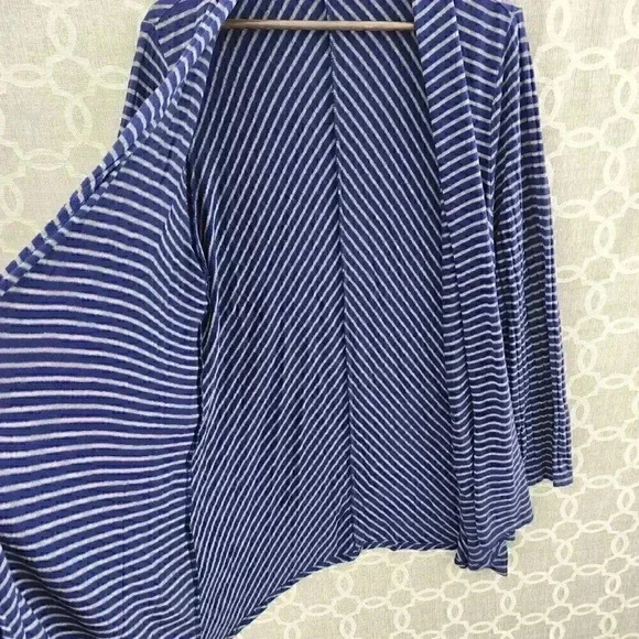 Chico's Open Front Striped Long Sweater Cardigan 3 or 16/18 - Picture 4 of 9